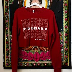 Women's Red Cropped Crewneck Sweater